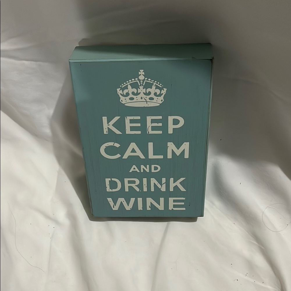 Blue and White Art & Decals Keep Calm an drink wine Wall Decor